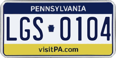 PA license plate LGS0104