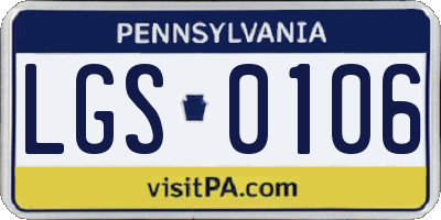 PA license plate LGS0106