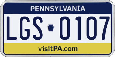 PA license plate LGS0107