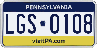 PA license plate LGS0108