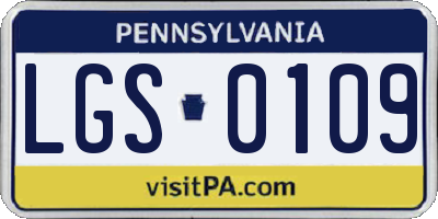PA license plate LGS0109