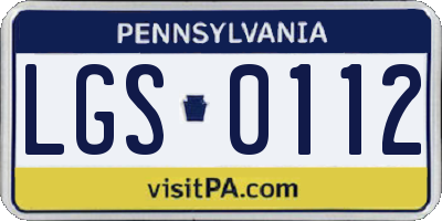 PA license plate LGS0112