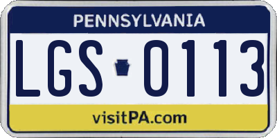 PA license plate LGS0113