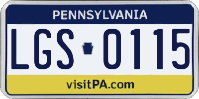 PA license plate LGS0115