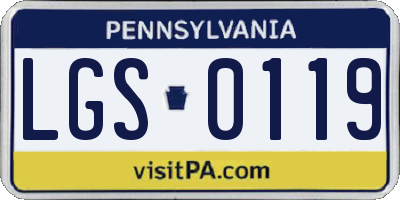 PA license plate LGS0119