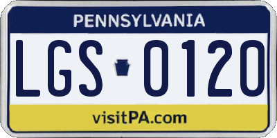 PA license plate LGS0120