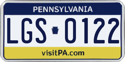 PA license plate LGS0122