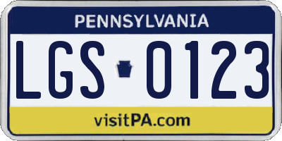 PA license plate LGS0123