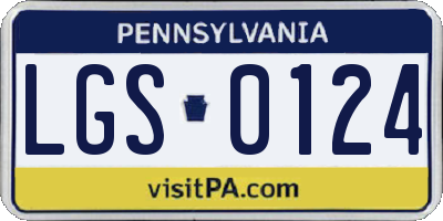 PA license plate LGS0124