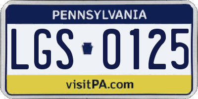 PA license plate LGS0125