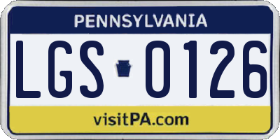 PA license plate LGS0126