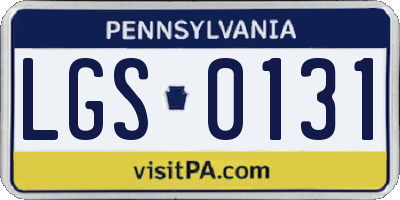 PA license plate LGS0131