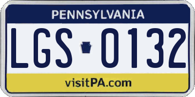 PA license plate LGS0132