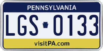 PA license plate LGS0133