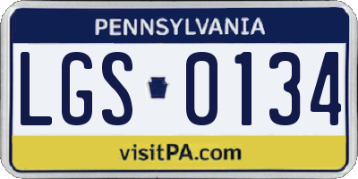 PA license plate LGS0134
