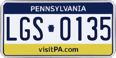 PA license plate LGS0135
