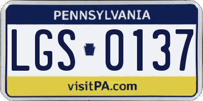 PA license plate LGS0137