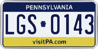 PA license plate LGS0143