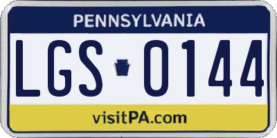 PA license plate LGS0144
