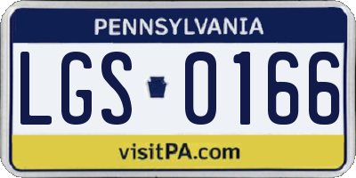PA license plate LGS0166