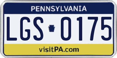 PA license plate LGS0175