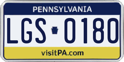 PA license plate LGS0180