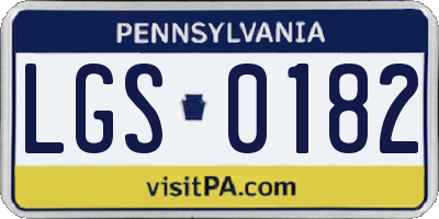 PA license plate LGS0182