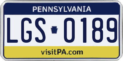 PA license plate LGS0189