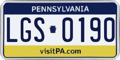 PA license plate LGS0190