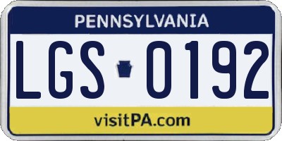 PA license plate LGS0192