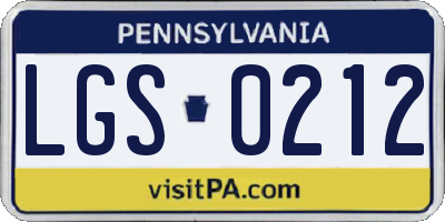 PA license plate LGS0212