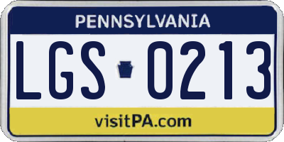 PA license plate LGS0213