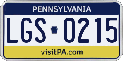 PA license plate LGS0215