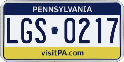 PA license plate LGS0217