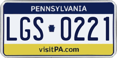 PA license plate LGS0221
