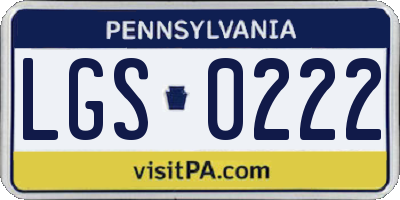 PA license plate LGS0222