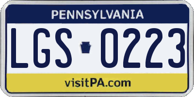 PA license plate LGS0223