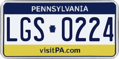 PA license plate LGS0224