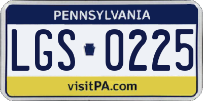 PA license plate LGS0225