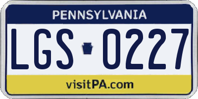 PA license plate LGS0227