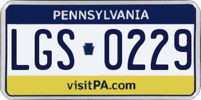 PA license plate LGS0229