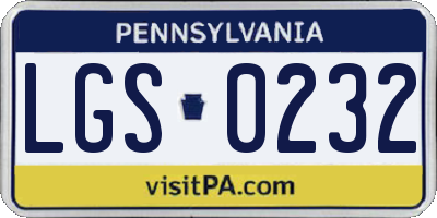 PA license plate LGS0232
