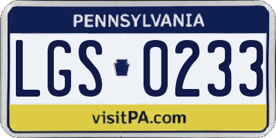 PA license plate LGS0233