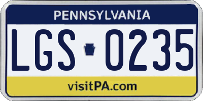 PA license plate LGS0235