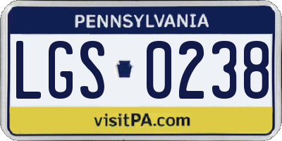 PA license plate LGS0238