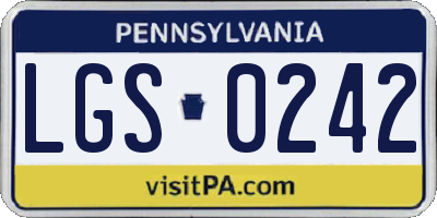 PA license plate LGS0242