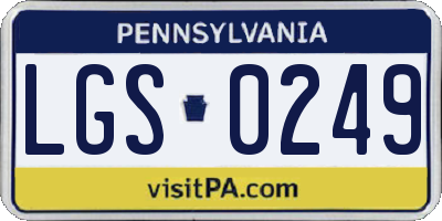 PA license plate LGS0249