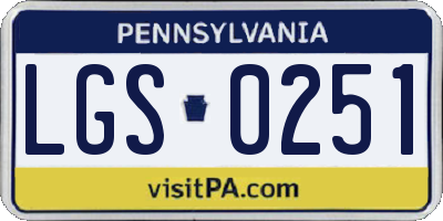 PA license plate LGS0251