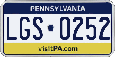 PA license plate LGS0252