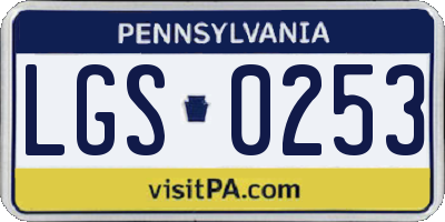 PA license plate LGS0253